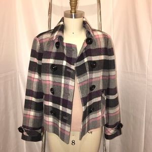 COPY - Cabi Plaid Pink, Grey, Black and White Double Breasted Jacket Size 8